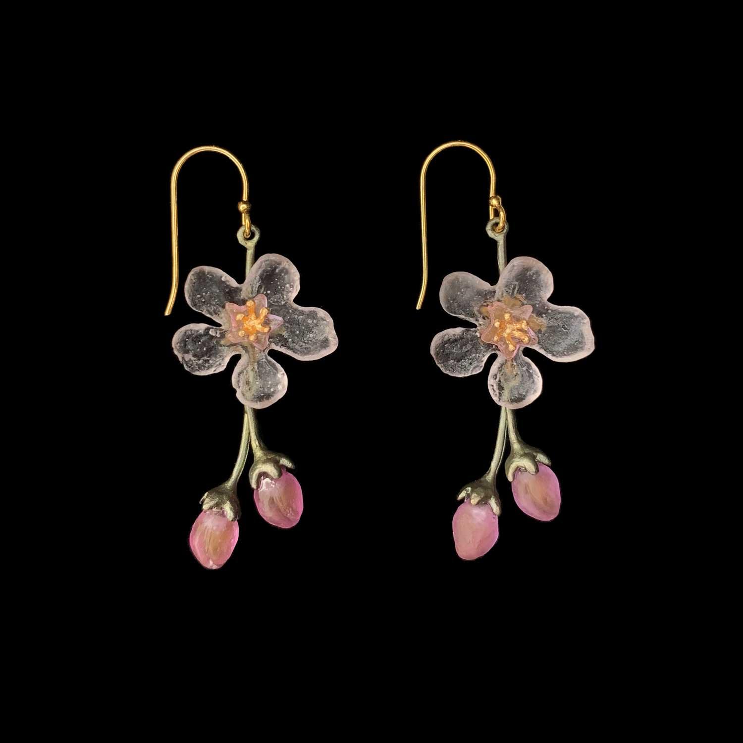 Peach Blossom Earrings - Flower Drop Wire – Michael Michaud