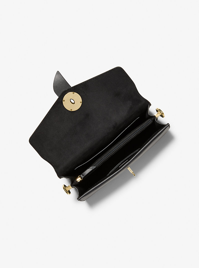 Greenwich Medium Saffiano Leather Shoulder Bag in BLACK - Sale
