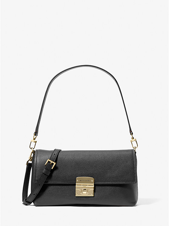 Addie Medium Leather Convertible Shoulder Bag in BLACK - Sale