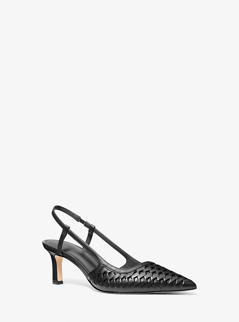Alora Hand-Woven Leather Slingback Pump in BLACK - Sale | Michael