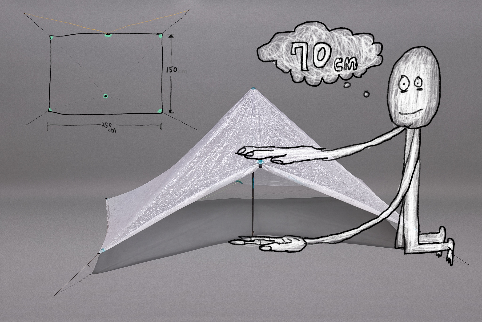 Ounce Design ultralight minimalist DCF shelter – Version 2 – Microdose