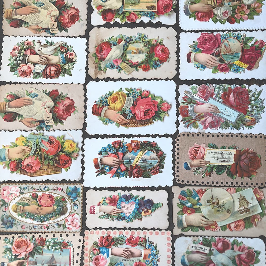 ハンドモチーフのヴィクトリアンコーリングカード