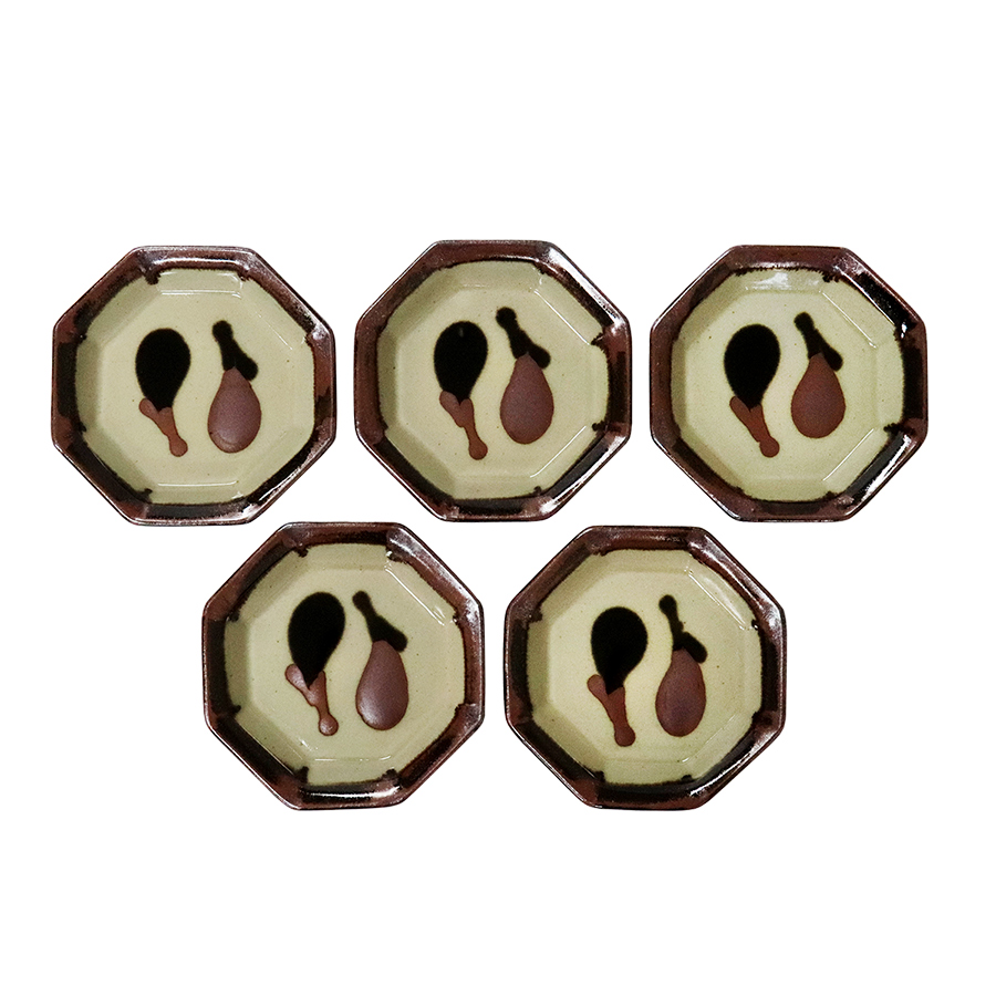 佐久間藤太郎窯＞益子焼 茄子皿 八角5Pセット | 栃木県益子町 | 三越