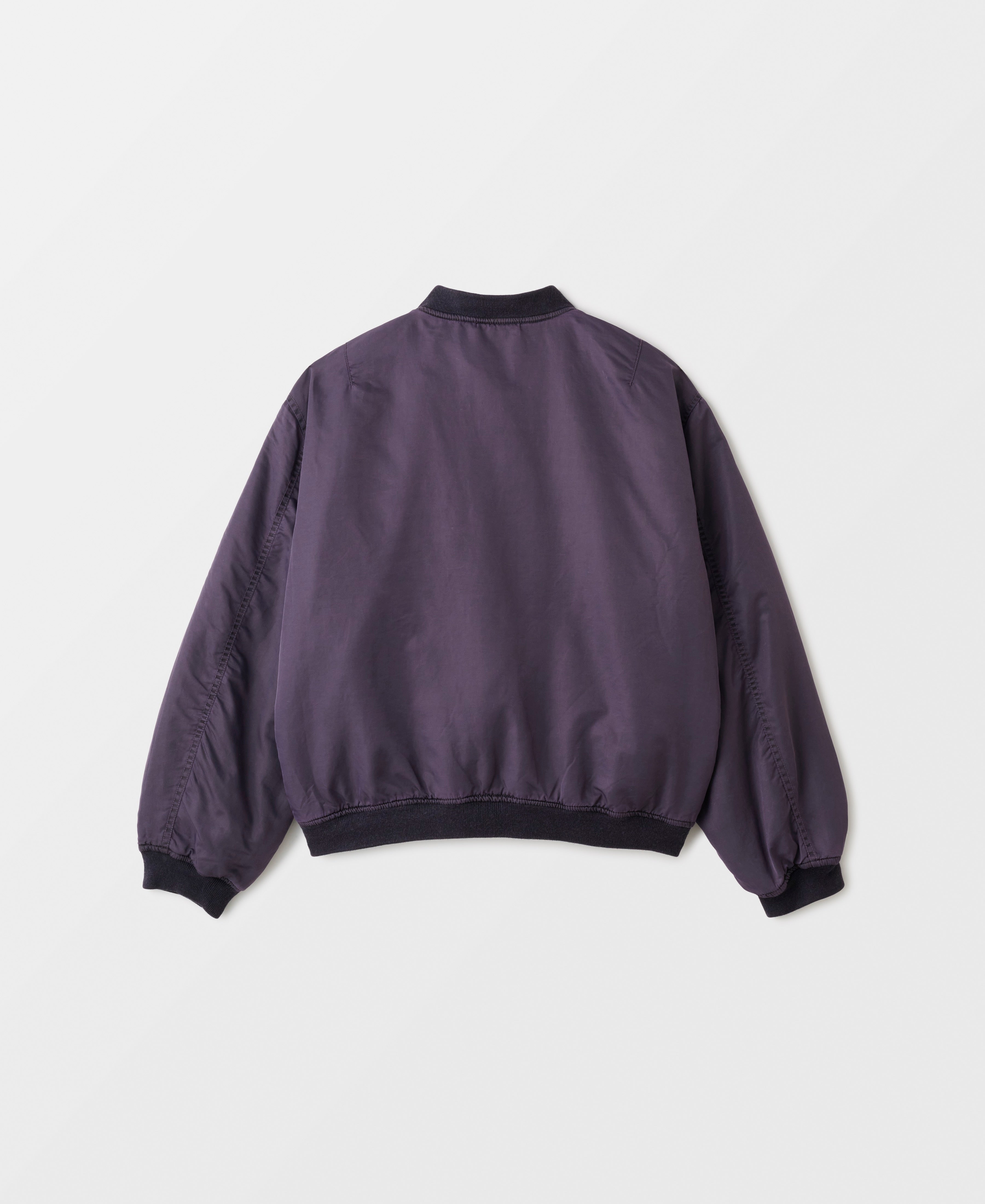 ガーメントダイ ダブルフェイスナイロンボンバージャケット - シルバー