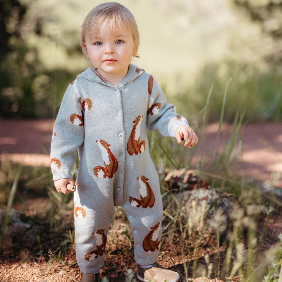 Fox Knitted Birdseye Jacquard Hooded Jumpsuit – MILKBARN