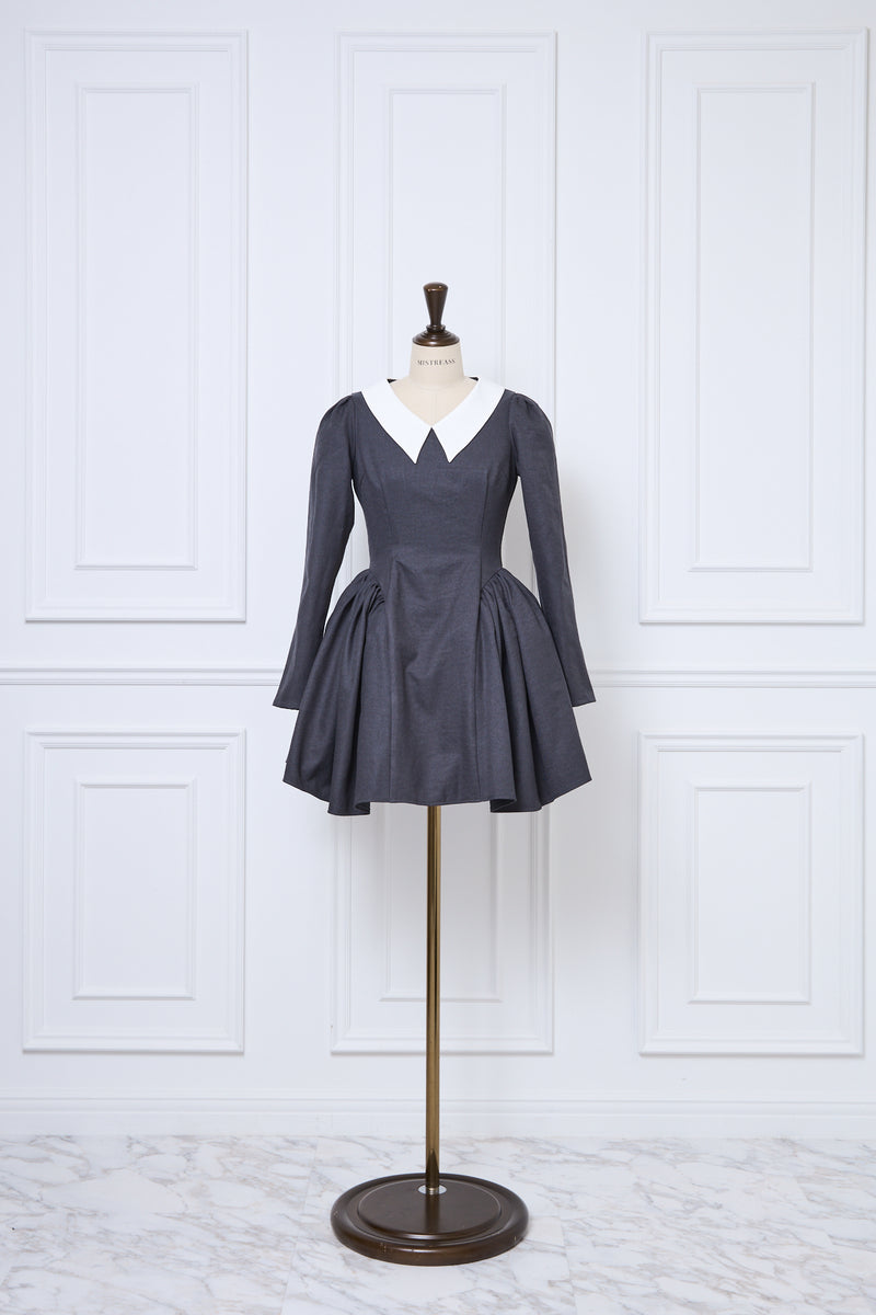 Side Volume Contrast Collar Dress - MISTREASS