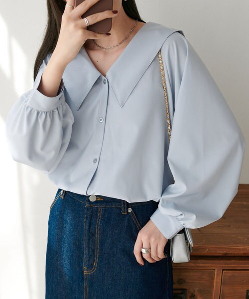 WEB限定】ビッグカラーブラウス｜ディスコートの通販｜&mall（アンド