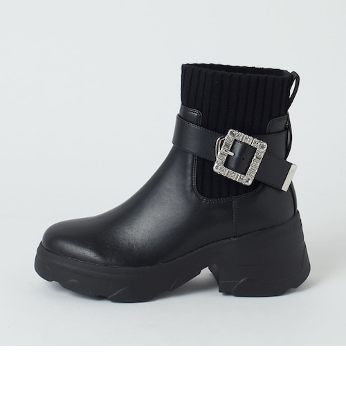 撥水加工】クリスタルバックルショートブーツ｜ダイアナのアウトレット