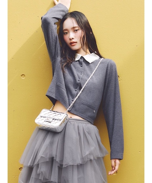 パールトリムカラーアタッチドカーディガン｜フレイアイディーの通販