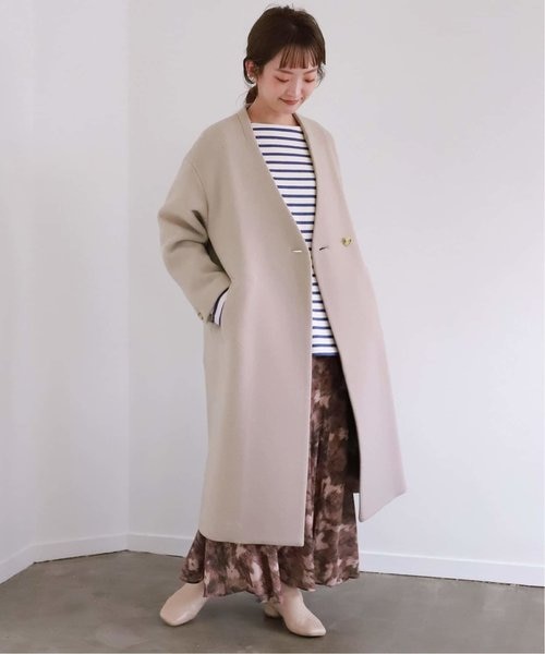 Super100 ダブルモッサVネックノーカラーコート◇｜フォーワンセブン