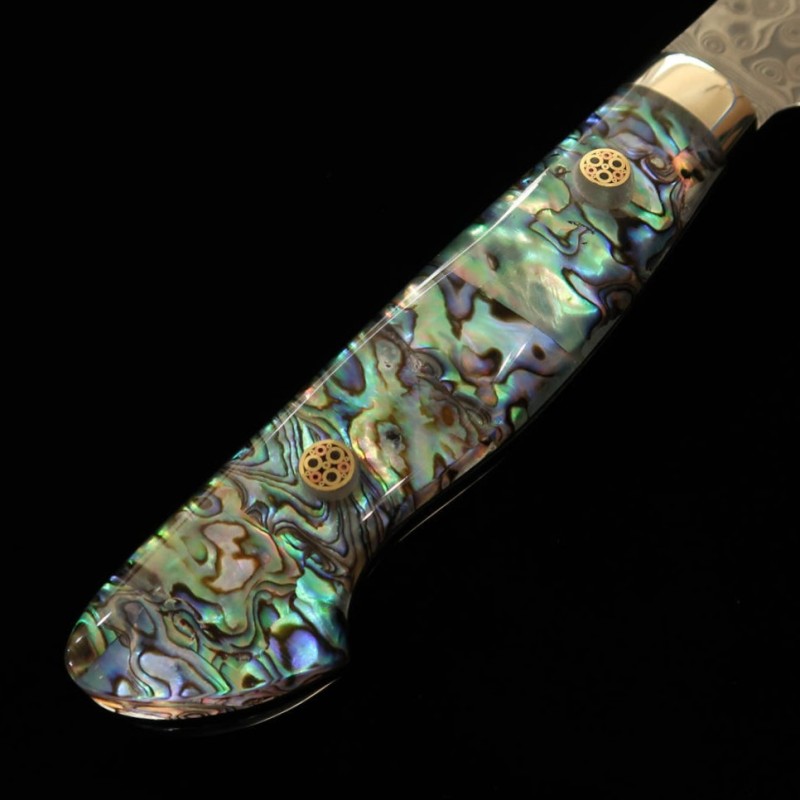 二唐刃物鍛造所 NIGARA 三徳 SG2 暗紋 ダマスカス 螺鈿柄 (180mm