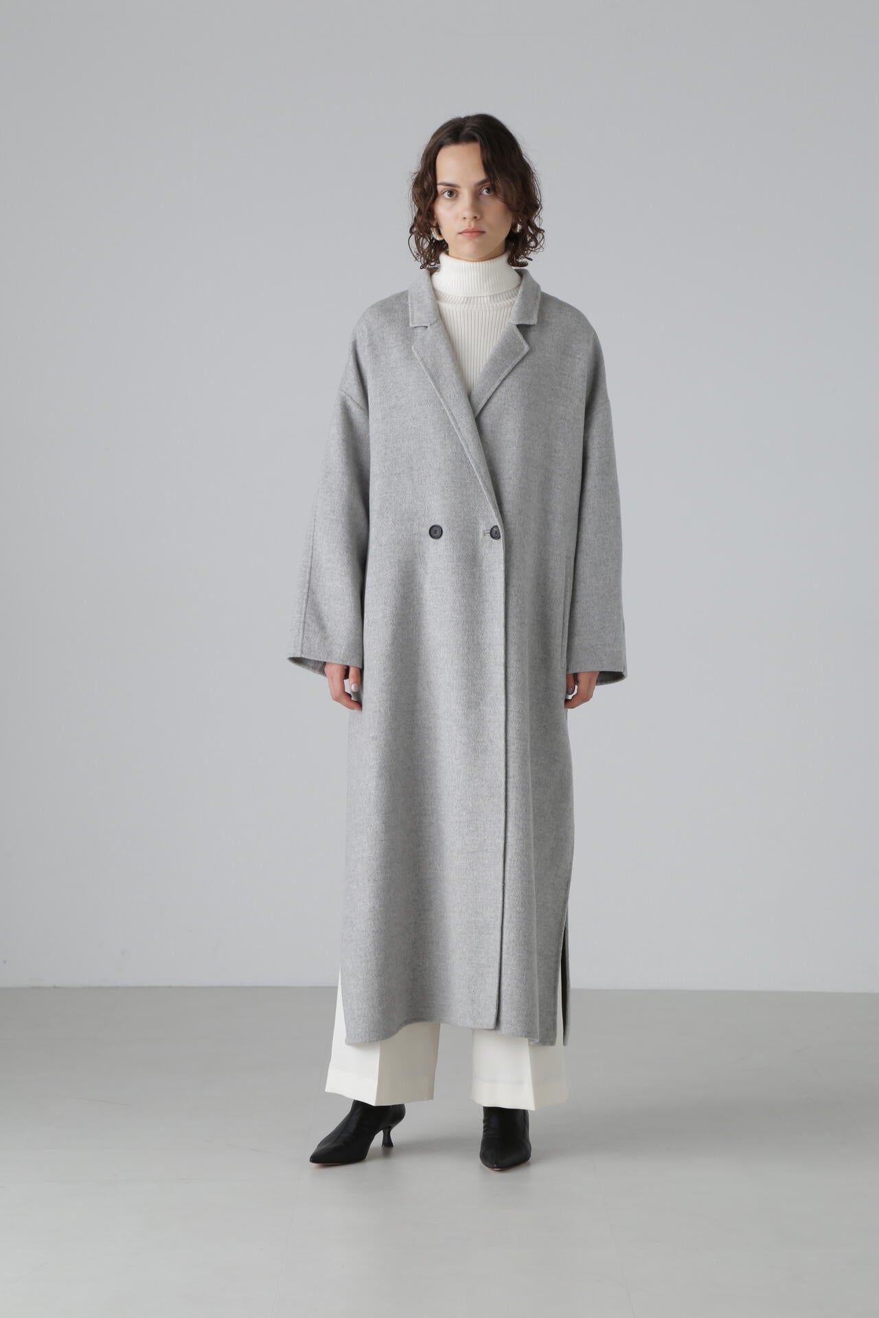 232 カシミヤ100％ 東京スタイル グレー 大きいサイズ コート カシミア