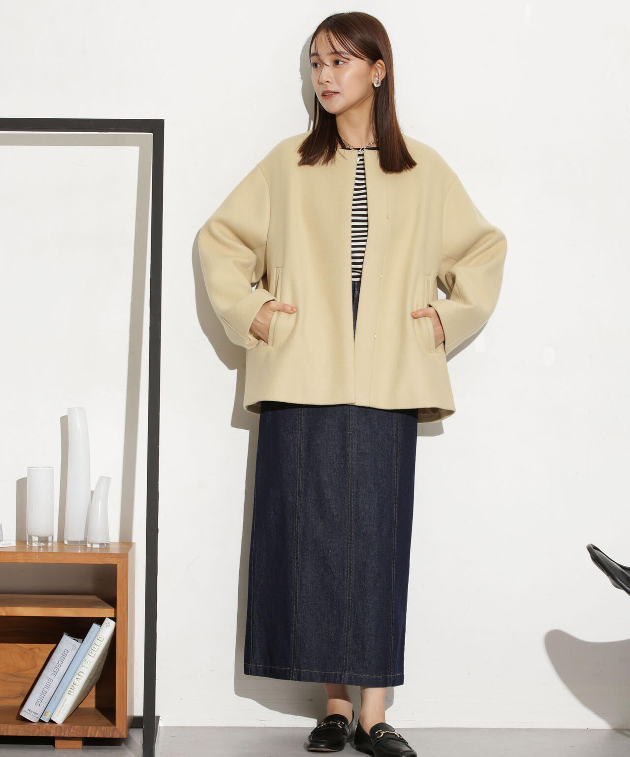 ハミルトンラムズウールノーカラーショートコート | NANO universe