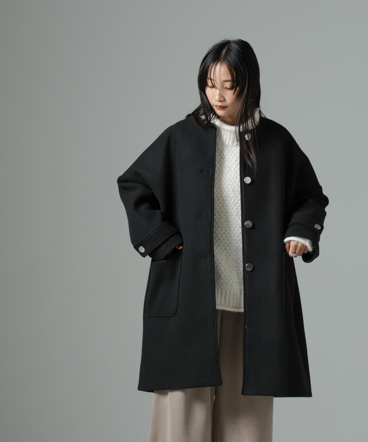 ノーカラーコクーンミドルコート | NANO universe（ナノ・ユニバース