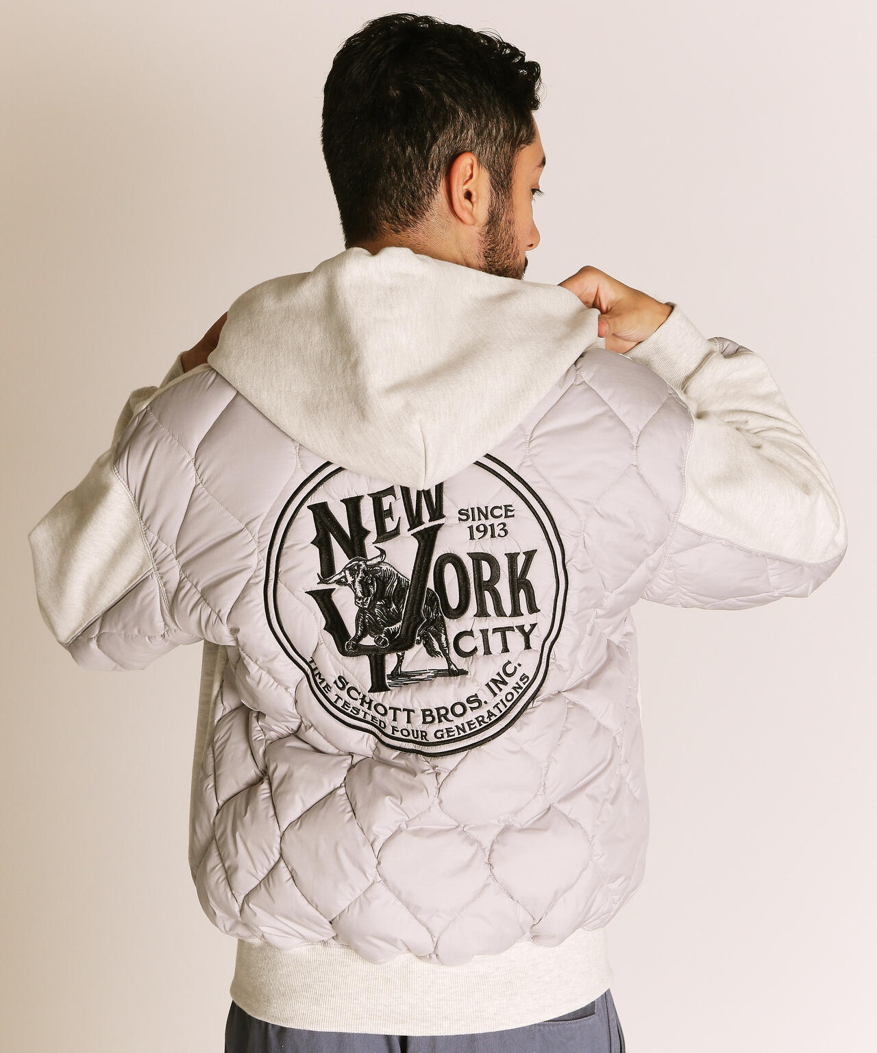 QUILTED COMBI. ZIP HOODED/キルティング コンビ ジップパーカー