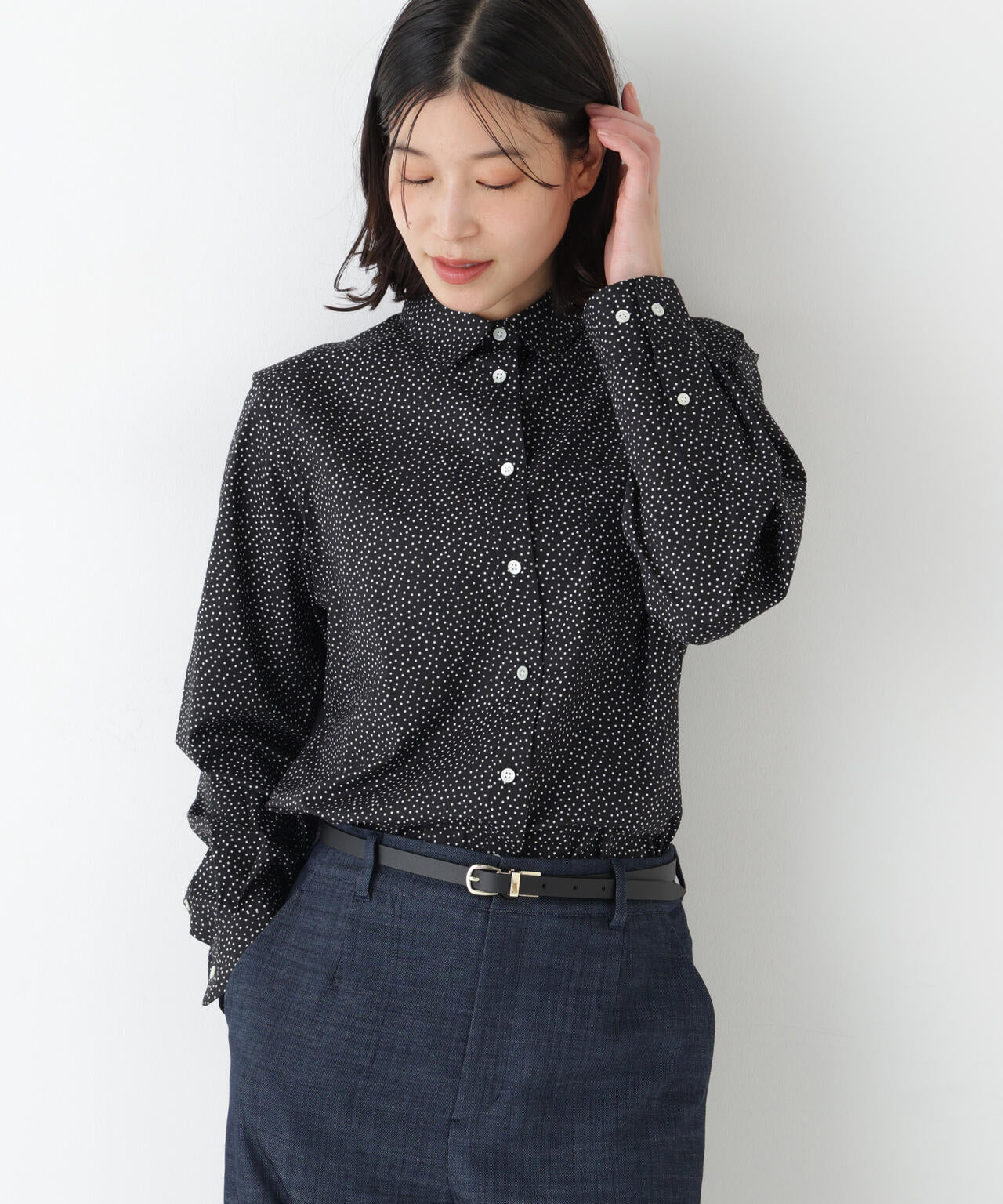 ≪洗える≫ドット柄ベーシックシャツ | human woman（ヒューマン