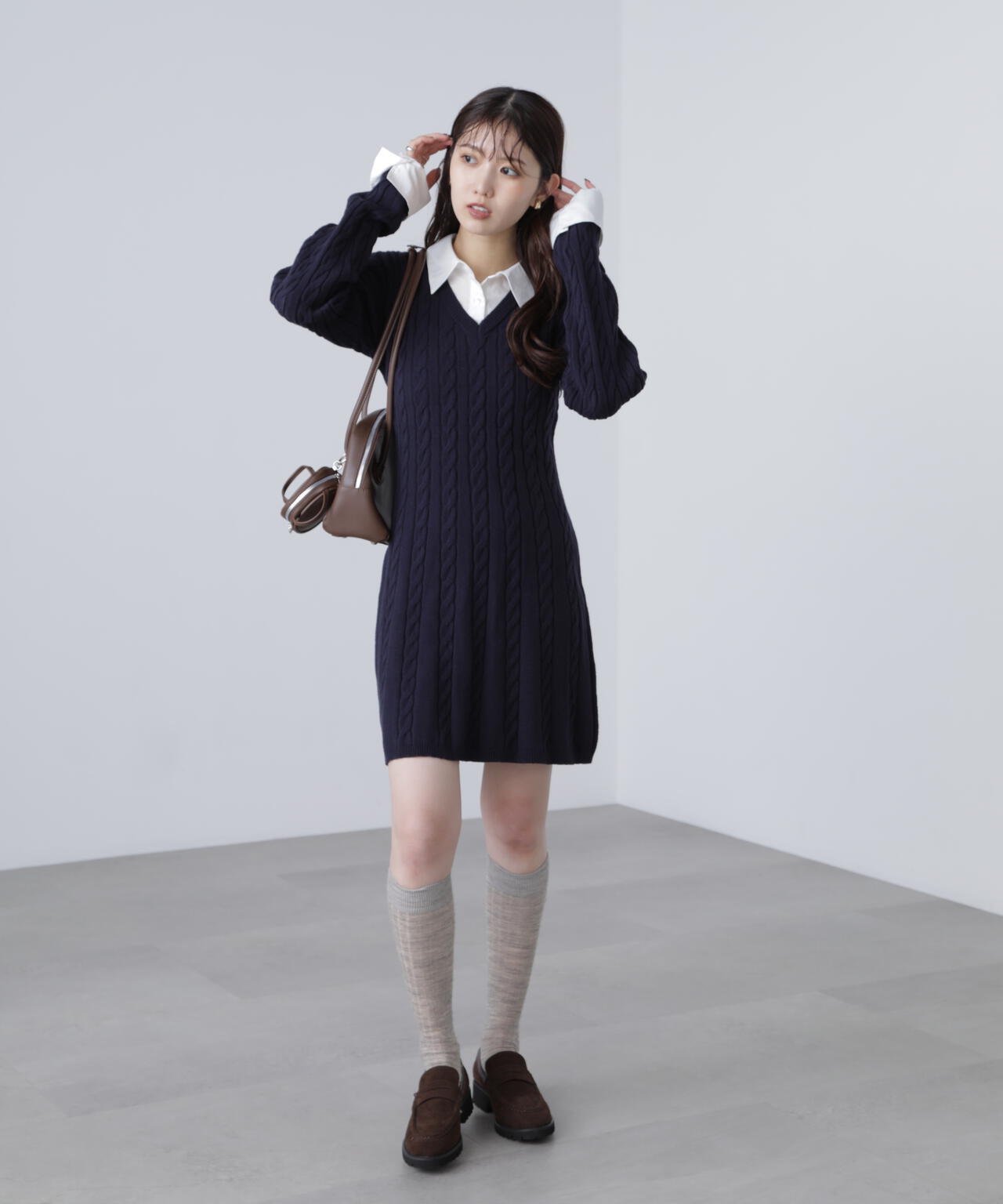 レイヤード風ケーブルニットミニワンピース | FREE'S MART（フリーズ