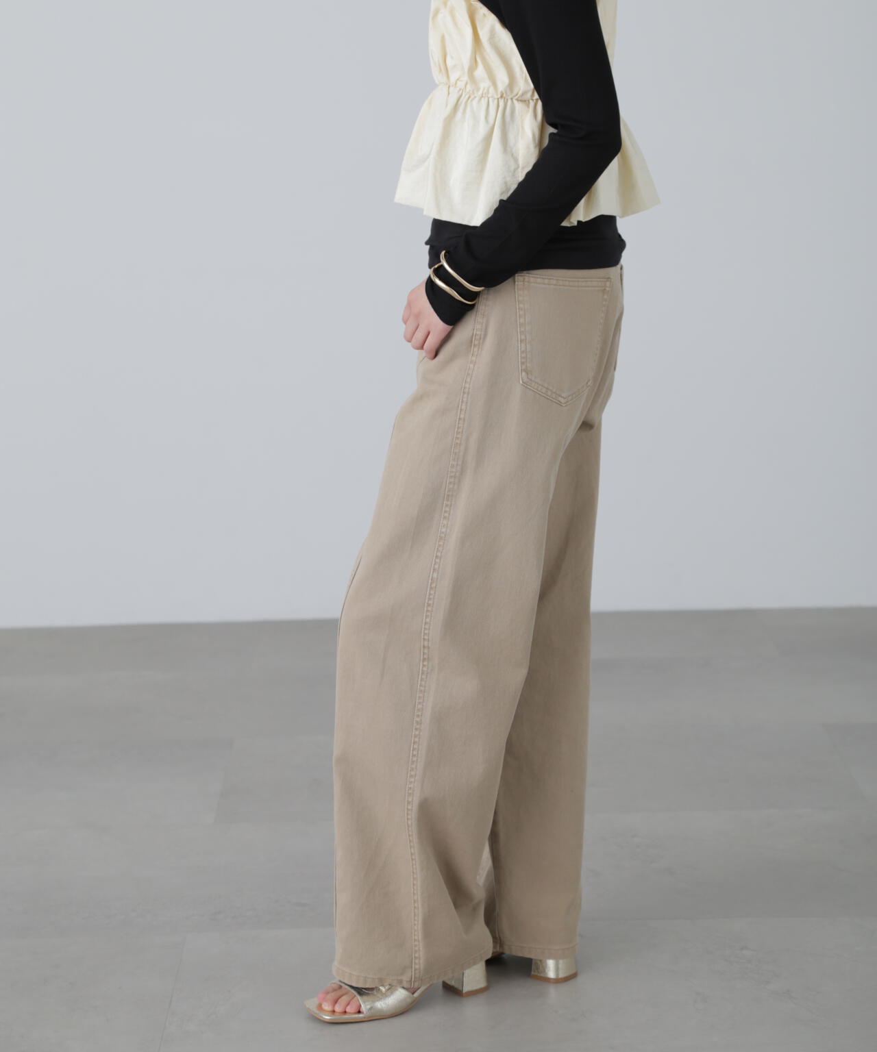 3サイズ展開XS-M】ワイドストレートカラーパンツ【低身長サイズ有
