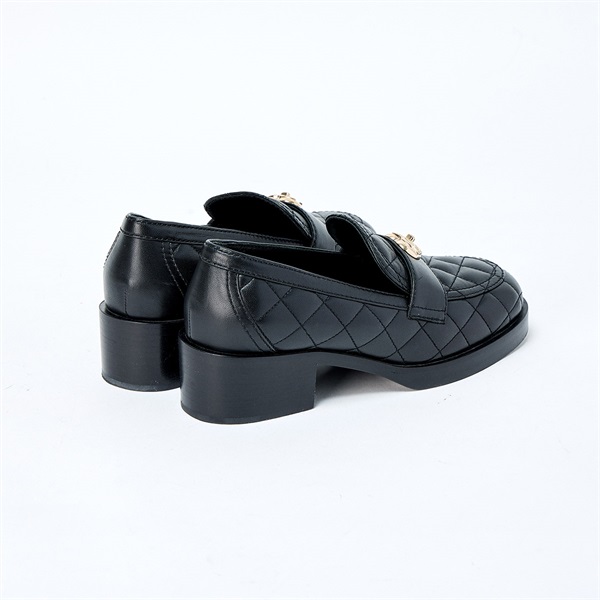 CHANEL マトラッセ ココマーク ローファー 36 1/2 C ブラック レザー