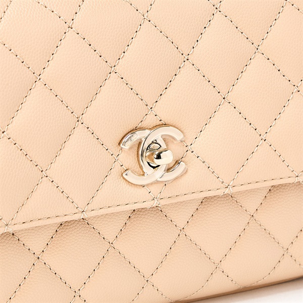 CHANEL ココハンドル XS ハンドバッグ ベージュ ゴールド キャビア