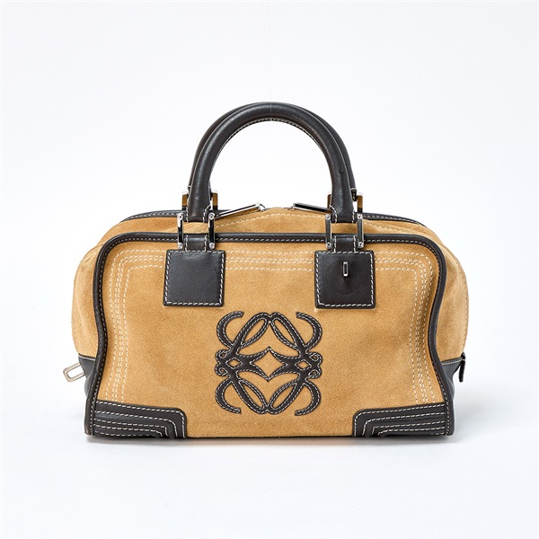 LOEWE アマソナ ハンドバッグ ベージュ ブラウン シルバー スエード