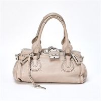 Chloe パディントン ミディアム ハンドバッグ グレー シルバー レザー