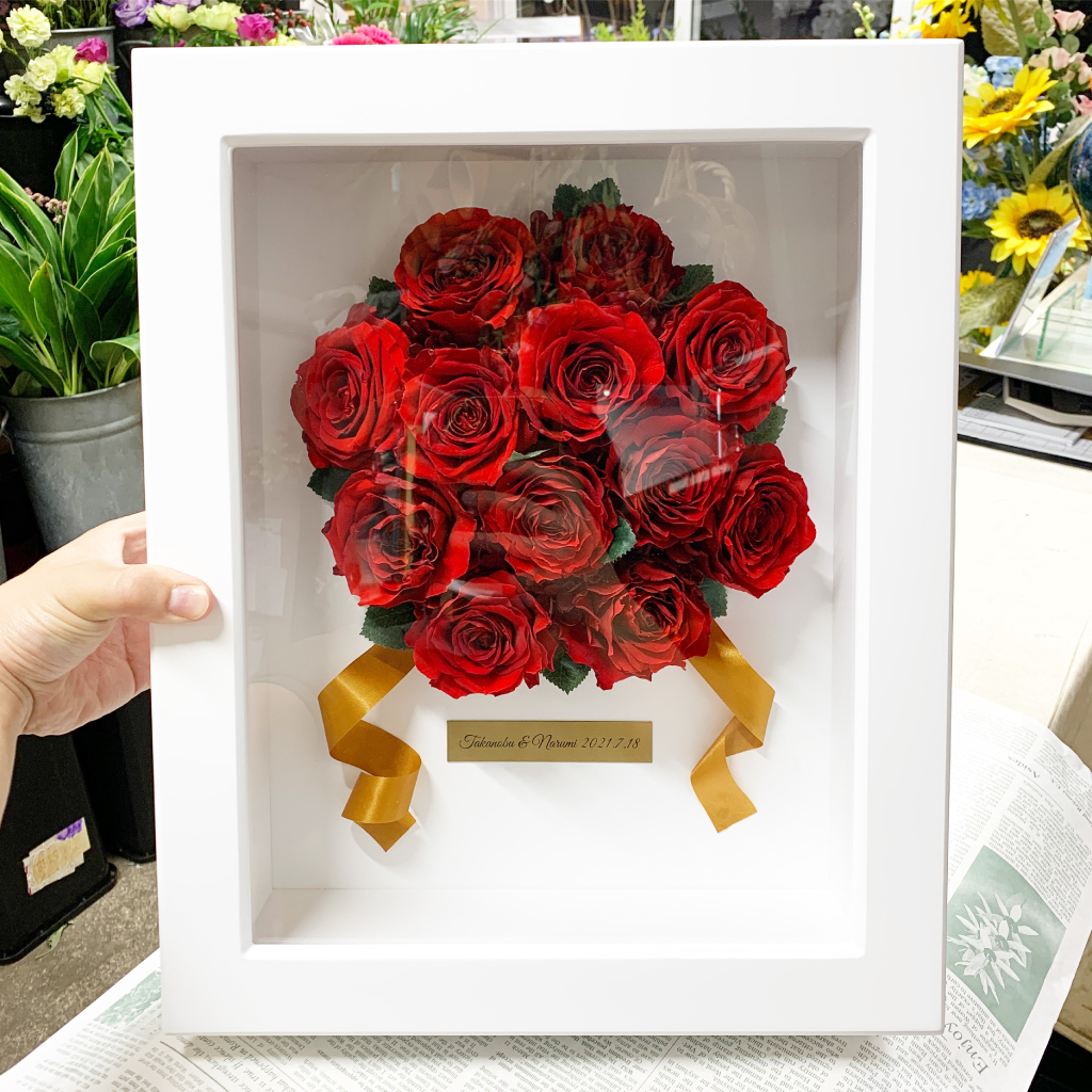赤バラ108本（100本）のフレーム | プリザーブドフラワー加工専門店