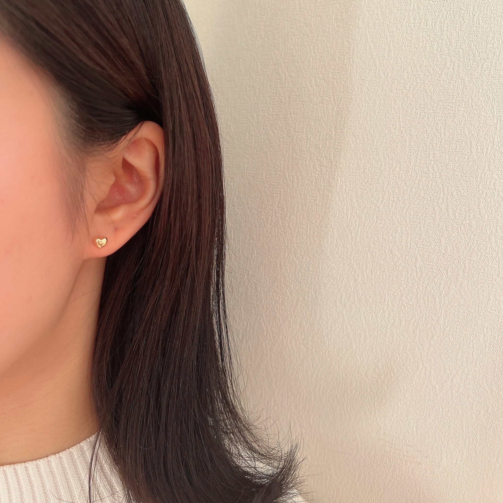 K18ぷっくりハートピアス