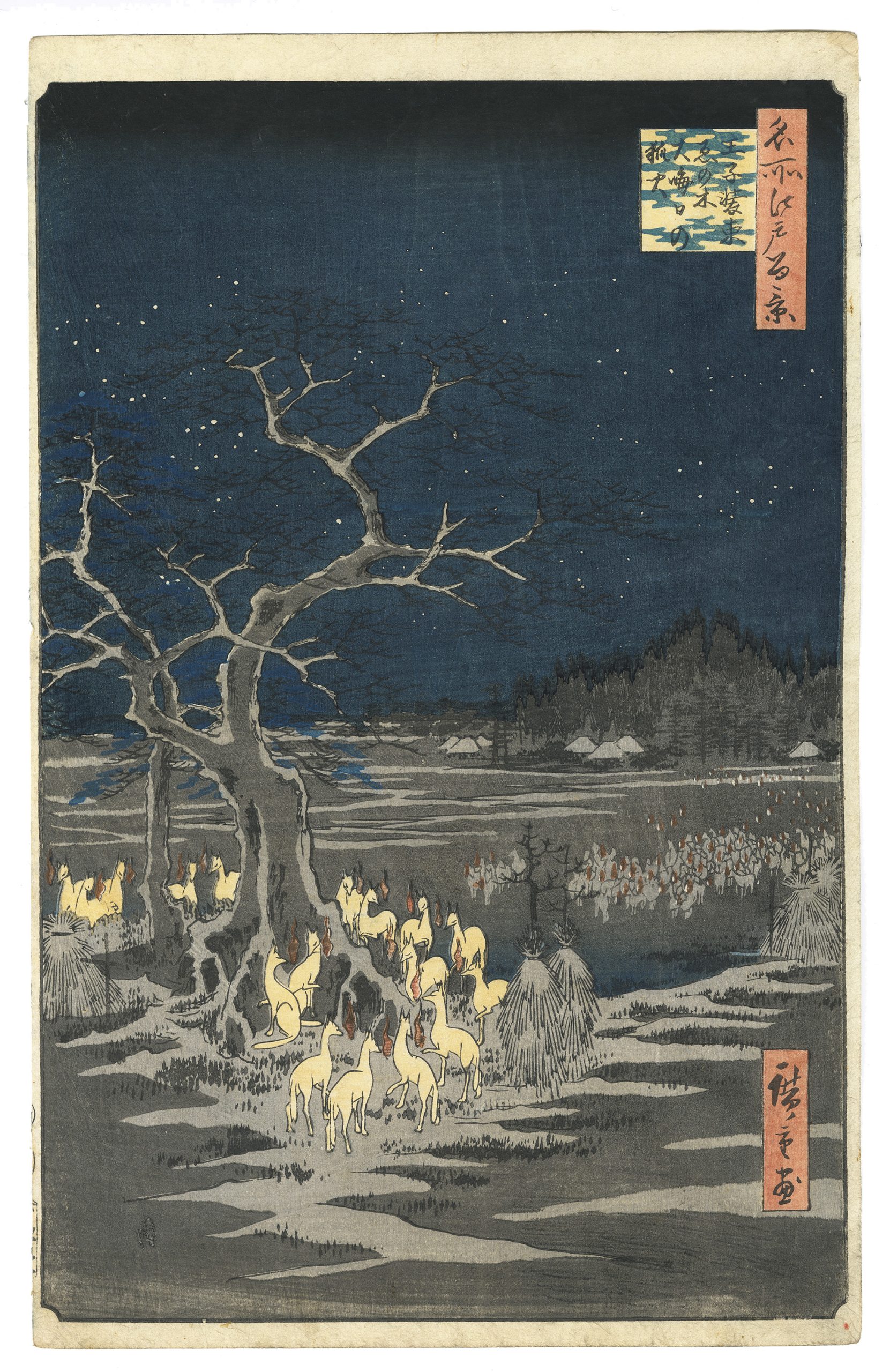 Utagawa Hiroshige - New Year's Eve Foxfires at the Changing Tree