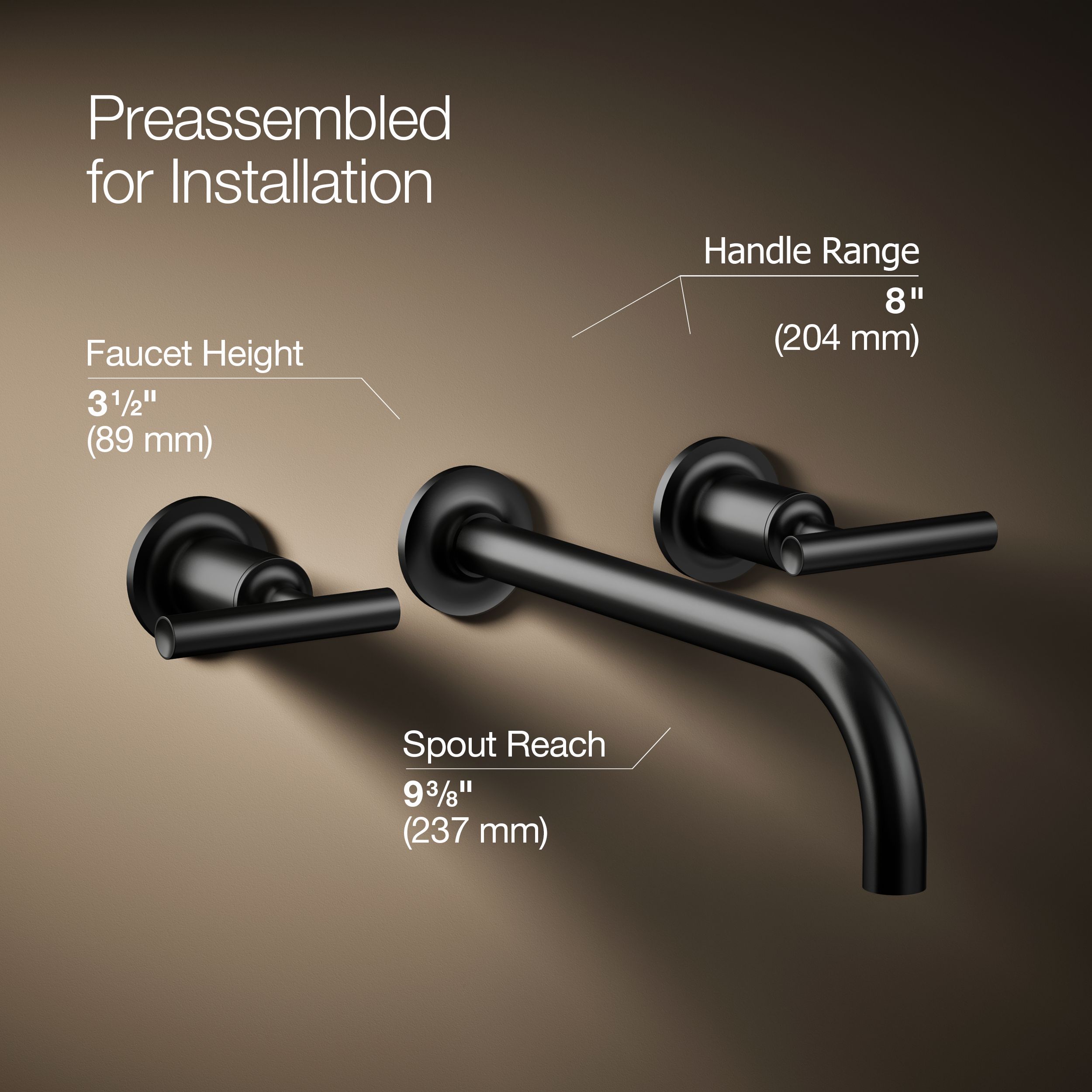 KOHLER Purist Matte Black Wall-mount 2-Handle WaterSense Bathroom