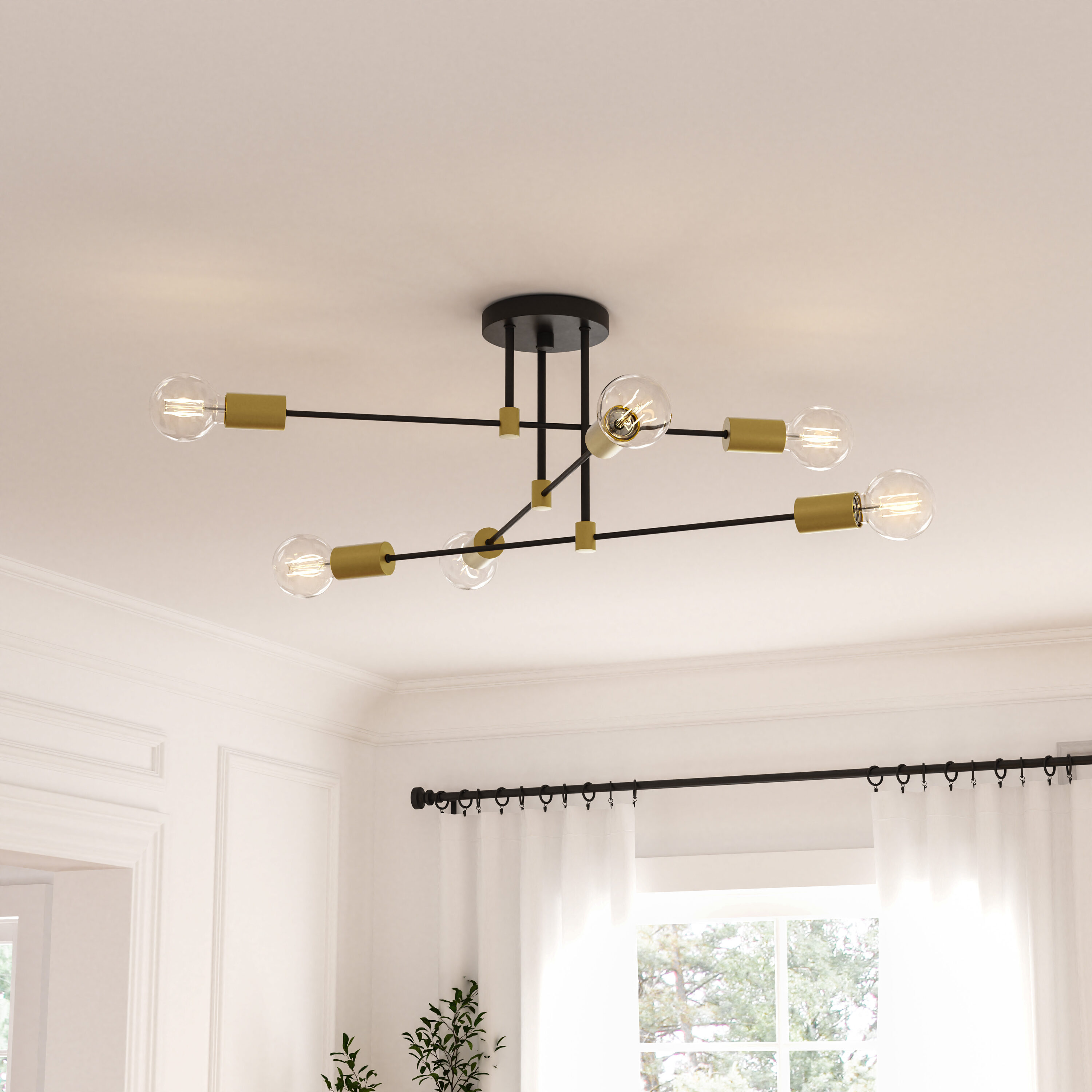 Origin 21 Kinston 24.5-in Matte Black Indoor 6 -Light Semi-flush