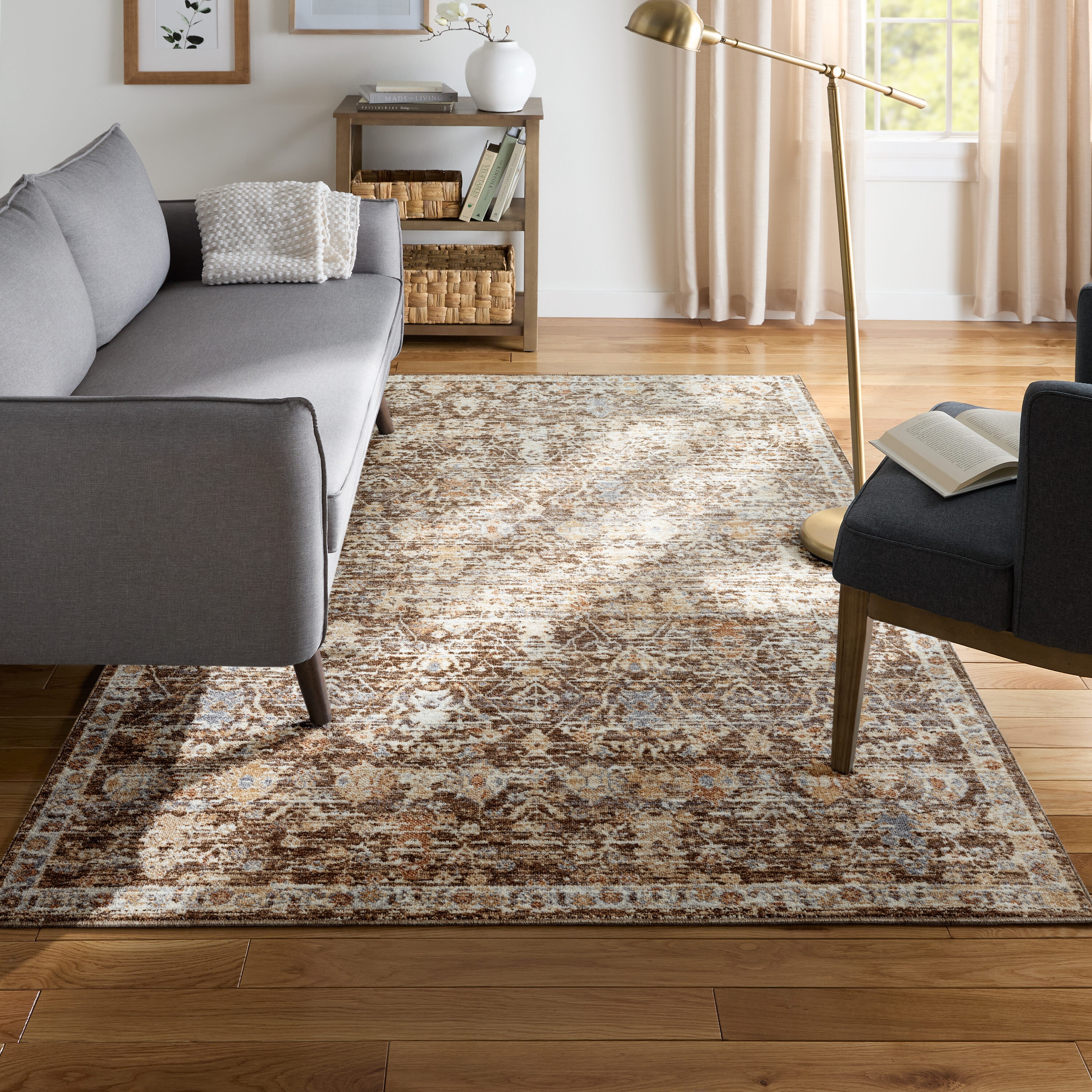 allen + roth 9 x 12 (ft) Loomed Polyester Brown-multi Rectangular