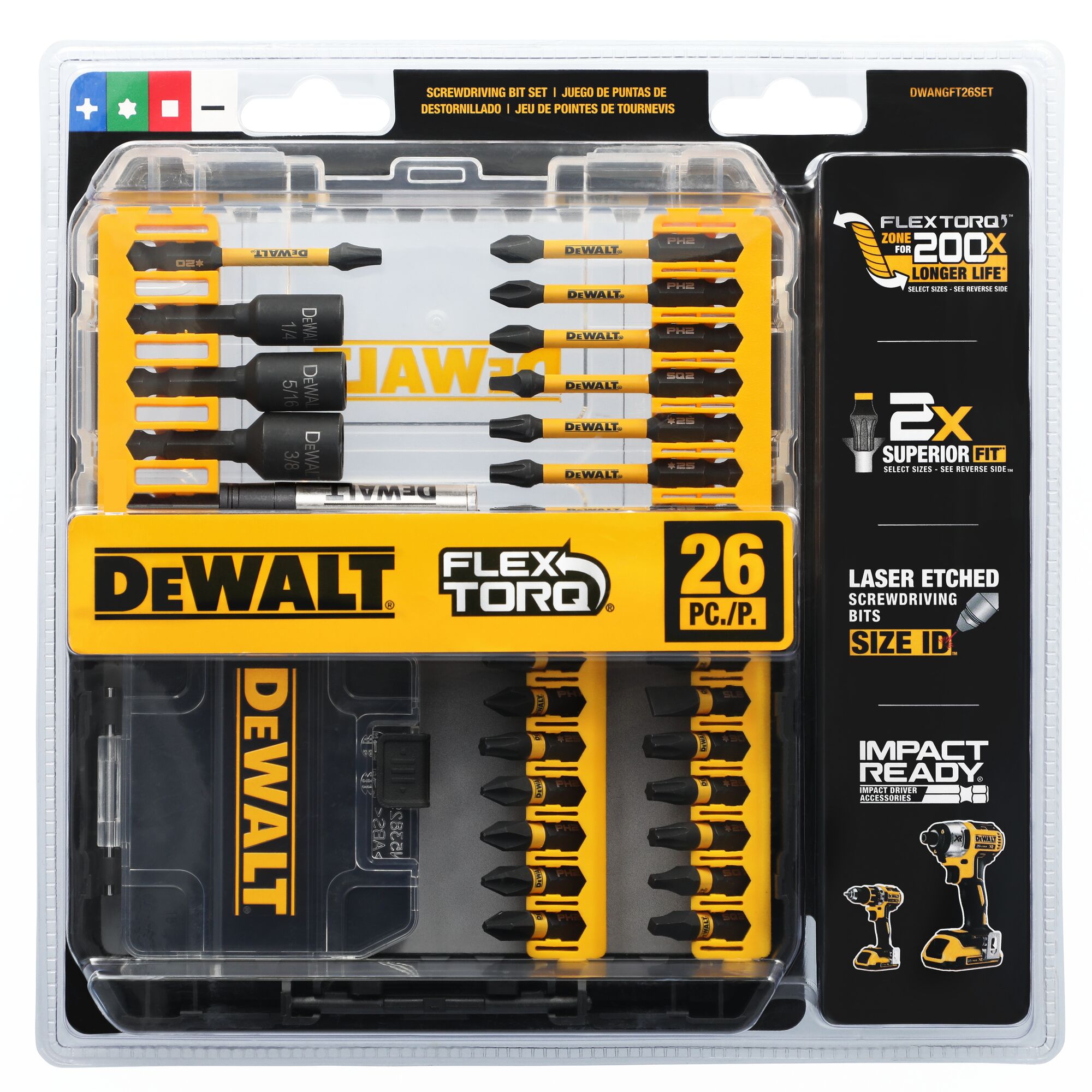 DEWALT FlexTorq 1/4-in x Impact Driver Bit (26-Piece) DWANGFT26SET