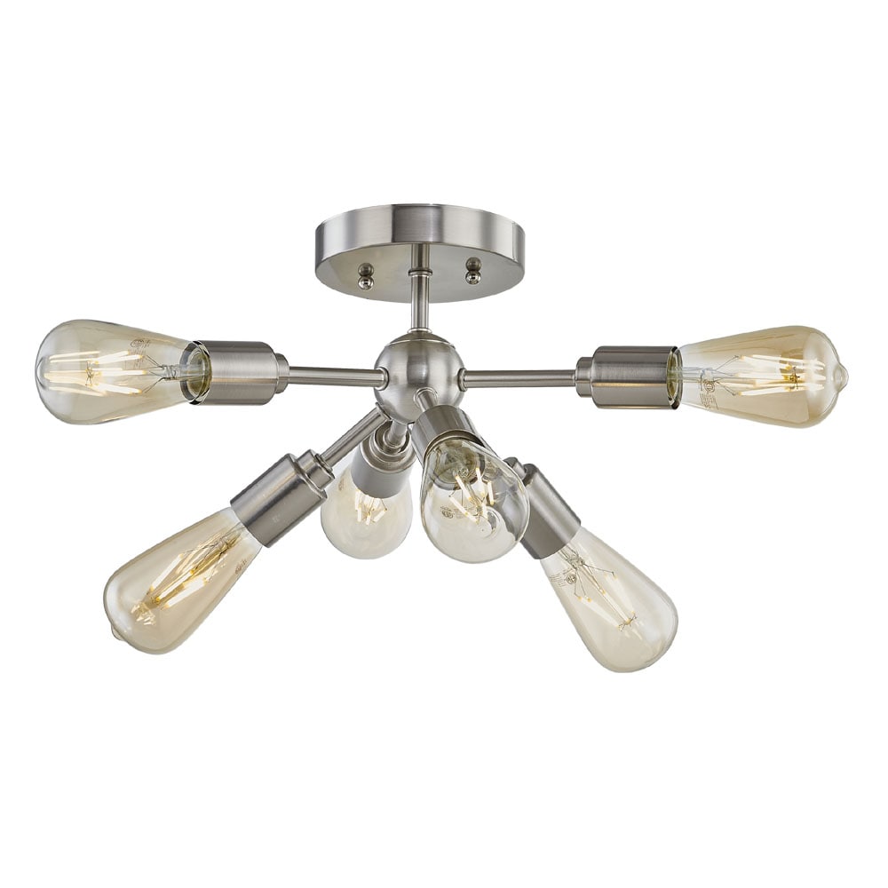 Origin 21 Grayford 6-Light 22.2-in Brushed Nickel LED Semi mount