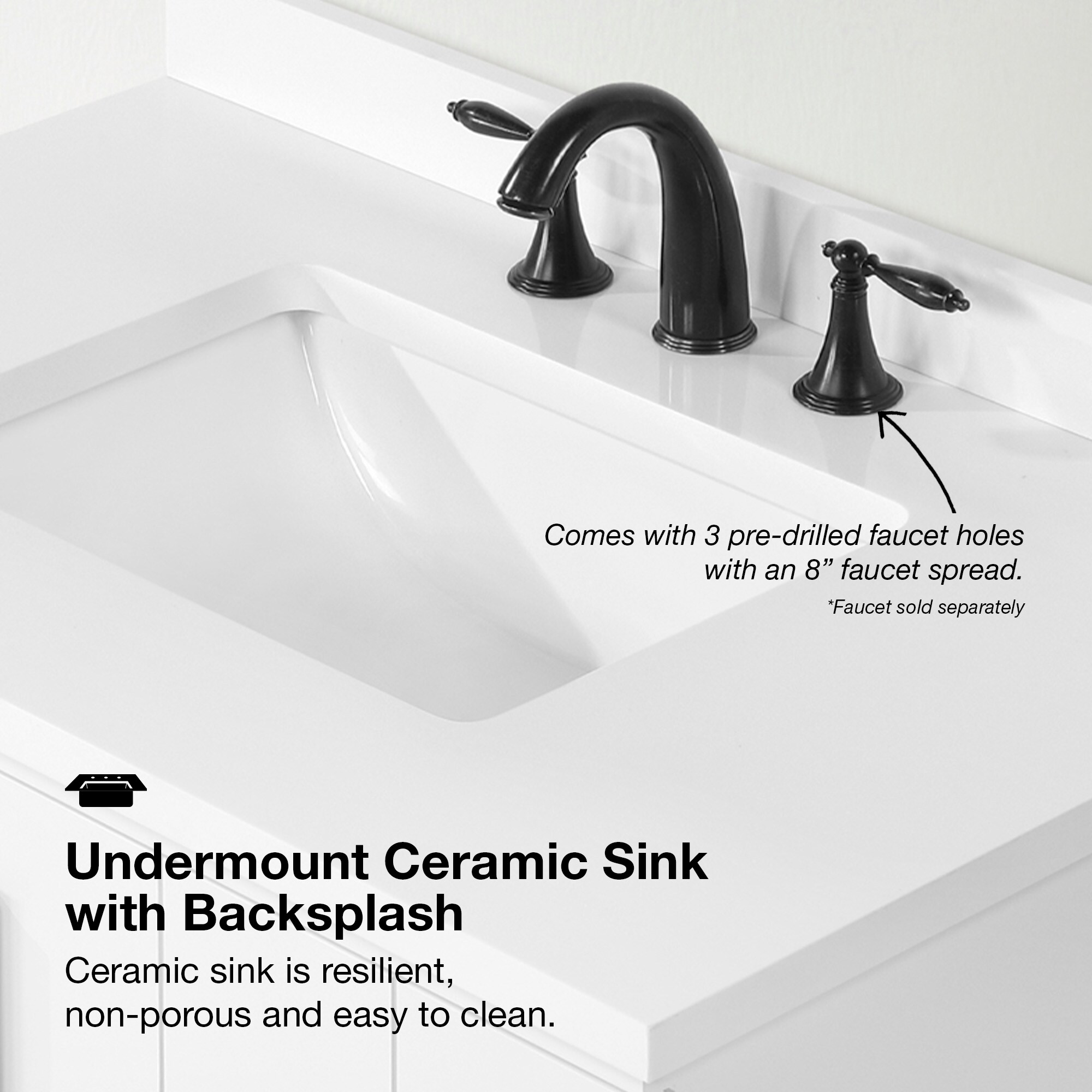 OVE Decors Zenia 36-in Pure white Undermount Single Sink Bathroom