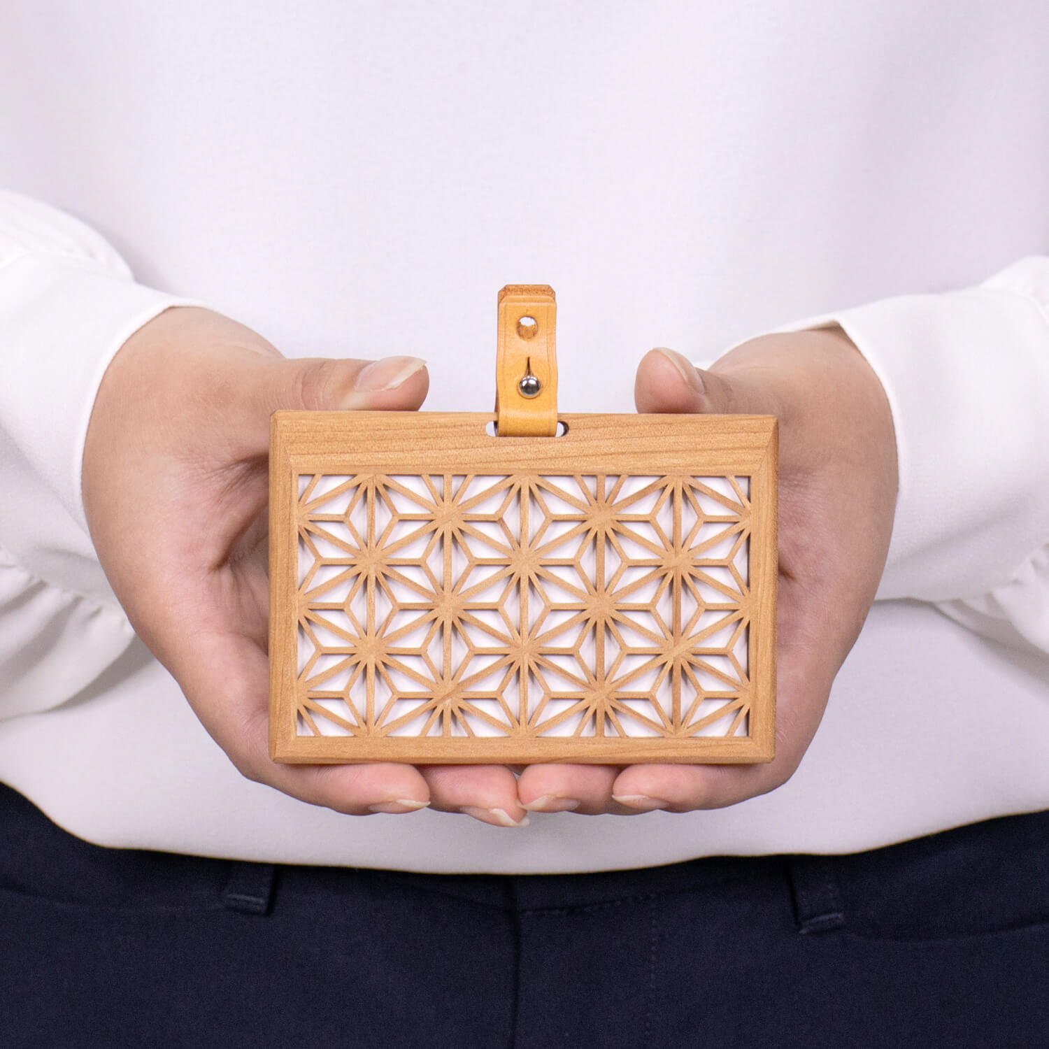 Ichie 組子細工のIDカードケース 木製 横型 カードケース IDケース