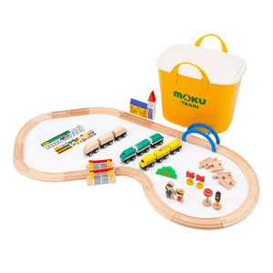 moku TRAIN 木製電車とレールセット(スタックストーお片付けBOX)