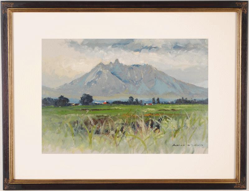 阿蘇の絵画を油絵で描いた野村昭雄の阿蘇の絵「朝の根子岳」をご購入