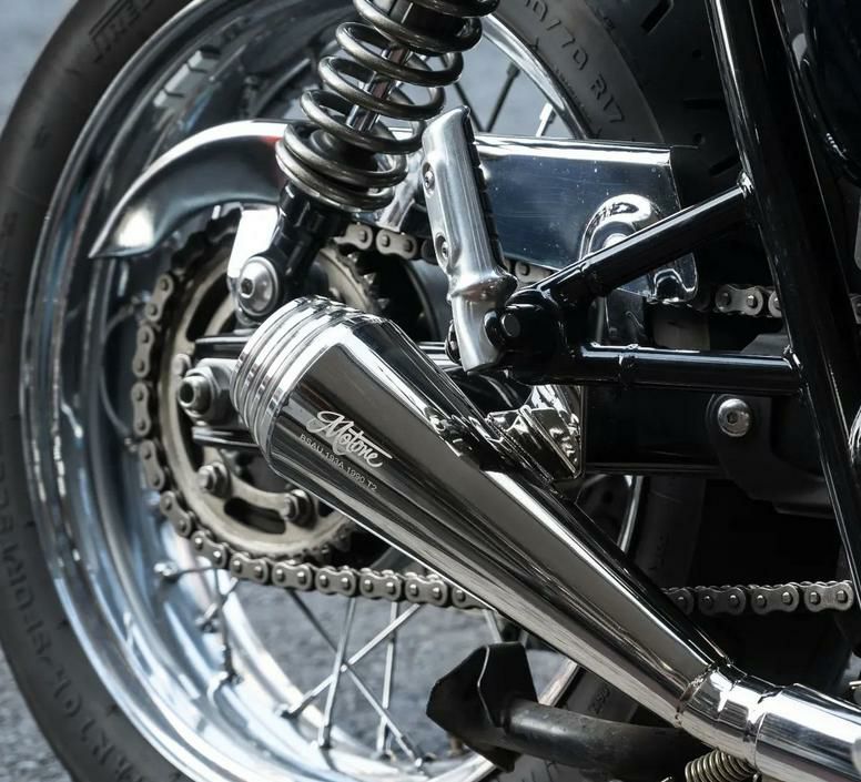 空冷 ボンネビル T100 Saturn V スリップオンマフラー ポリッシュ