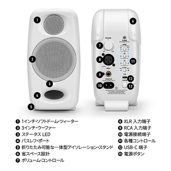 IK Multimedia iLoud Micro Monitor Pro White Pair｜ミュージック