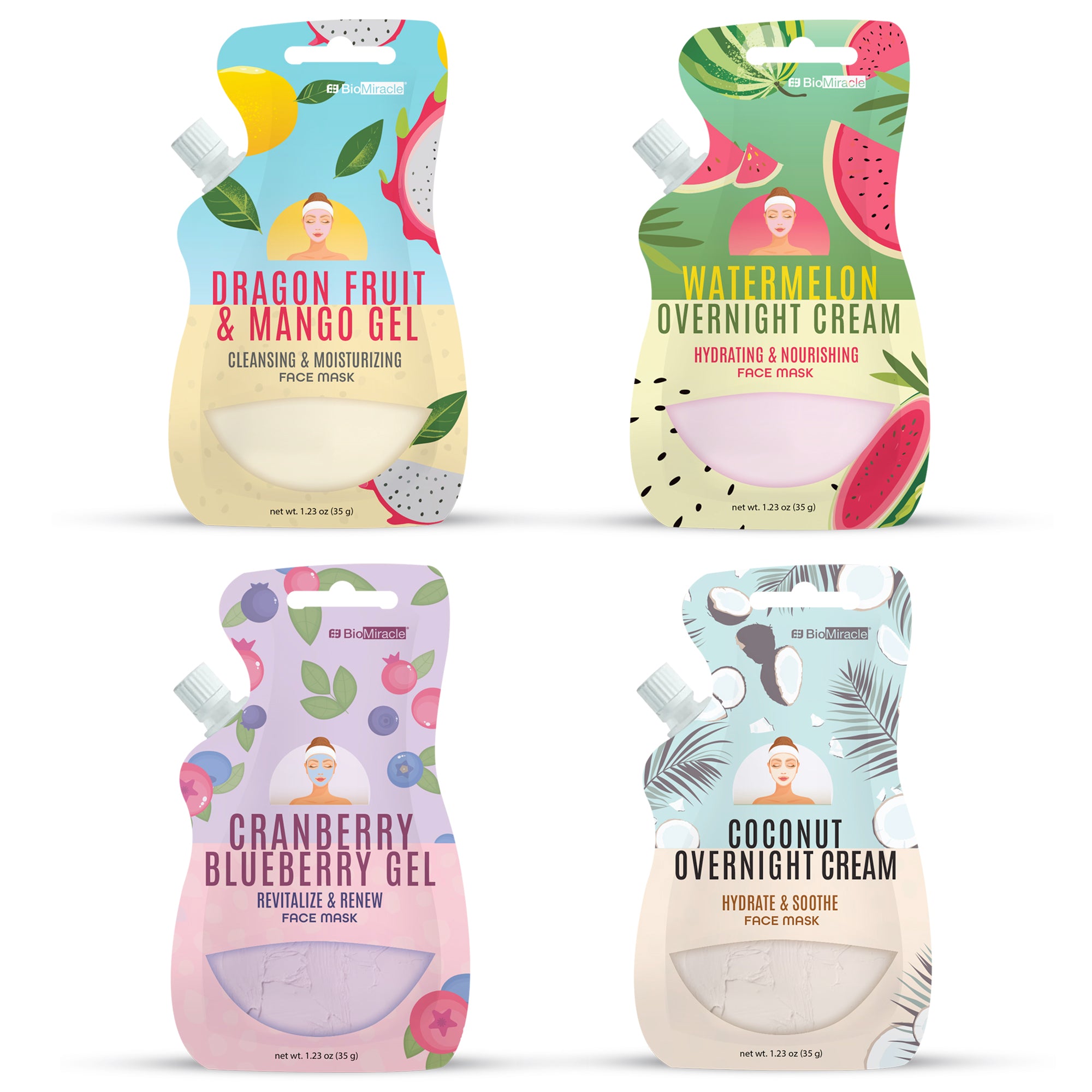 Variety Overnight and Gel Mask Set 4 Pack Assortment