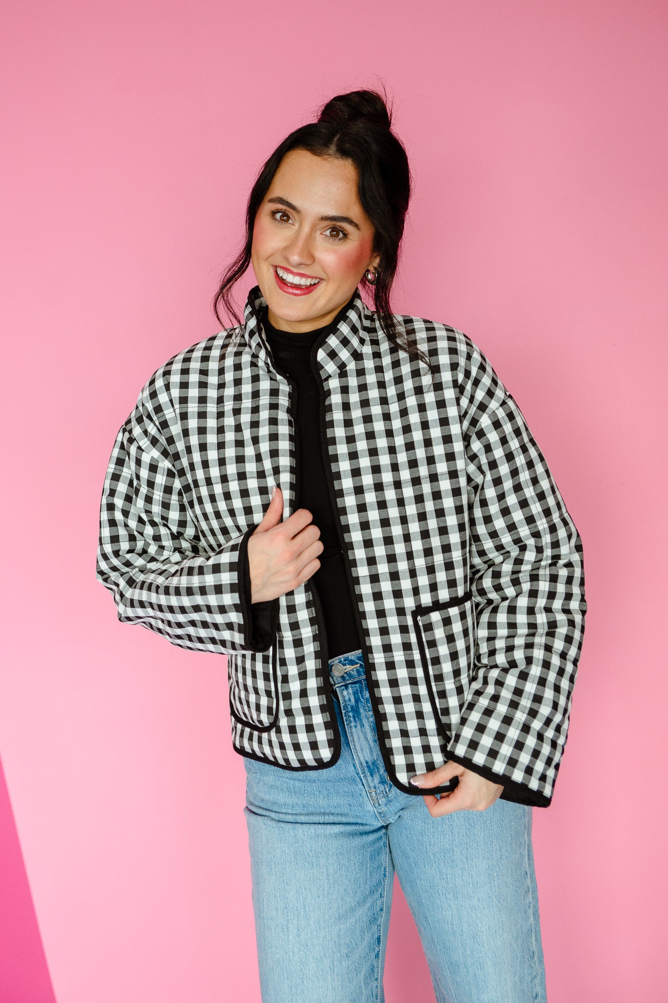Opal Gingham Jacket - Black + White — MyEllement Boutique