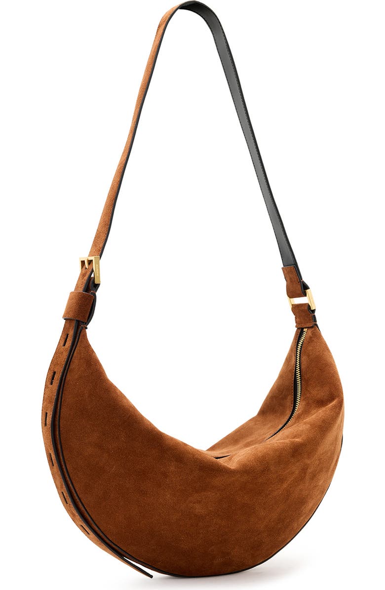 AllSaints Half Moon Suede Shoulder Bag | Nordstrom