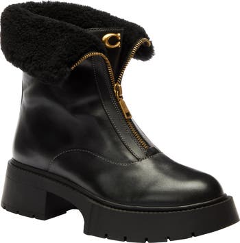 COACH Leah Genuine Shearling Trim Platform Zip Boot (Women