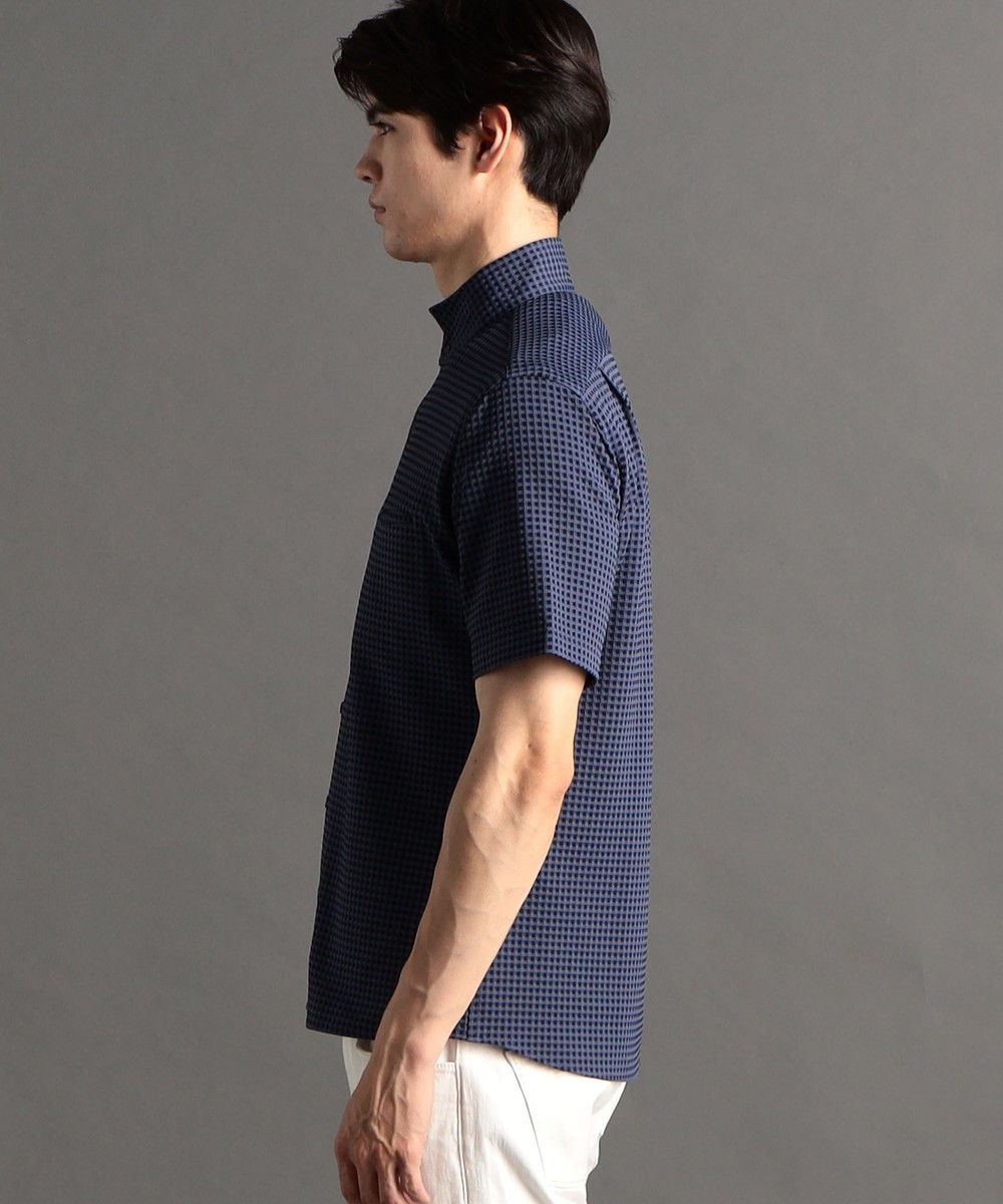 ex/tra】ギンガムチェック スタンドカラー半袖シャツ｜半袖｜ニコル
