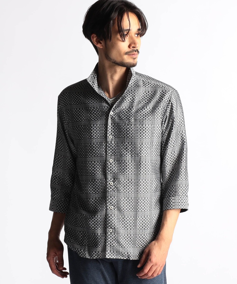 シアーチェック7分袖スタンドカラーシャツ｜5分/7分袖｜ニコル公式通販