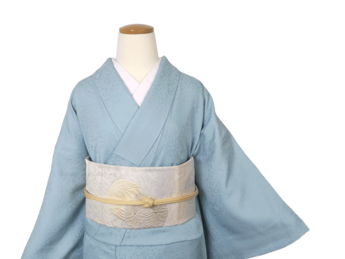 浅縹色 菱と唐草地紋 色無地 | たまるや七草着物店