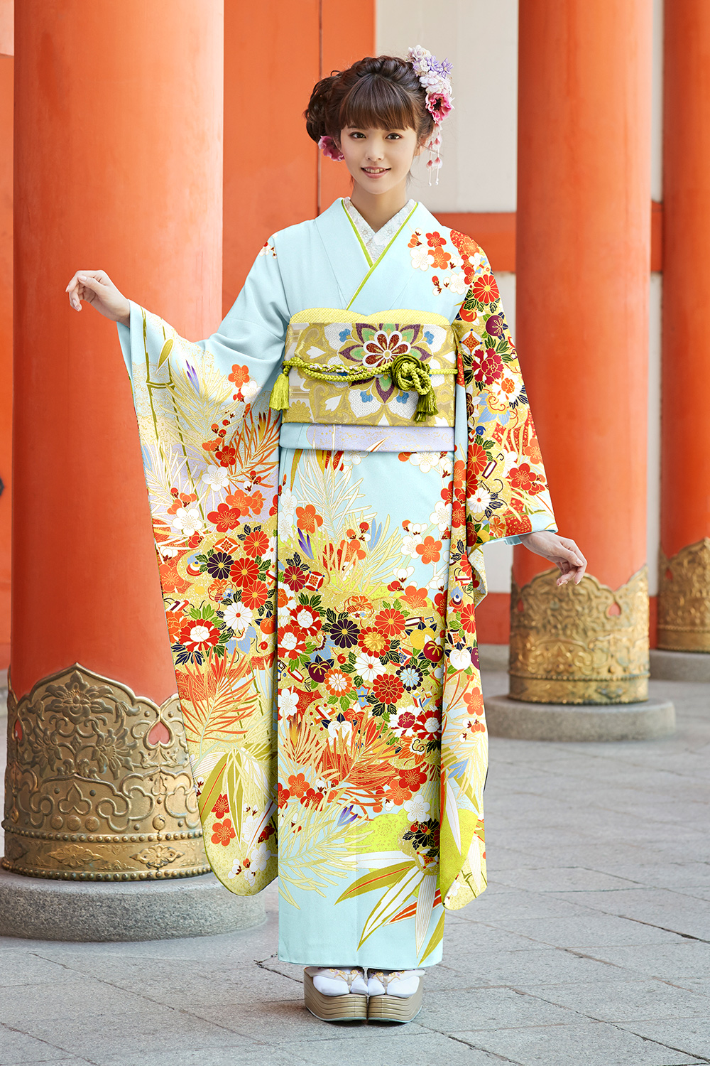 ナナイロキモノWEBショップ / 成人式振袖レンタルフルセット｜水色