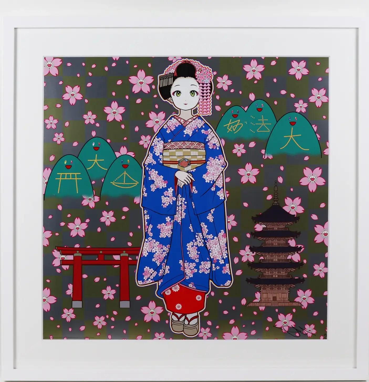 京都の舞妓さん青に桜【村上隆もののけ京都】 即日発送】村上隆