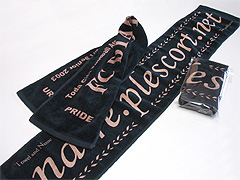 オリジナルタオル・着抜プリントタオル・マフラータオル 黒タオル [型